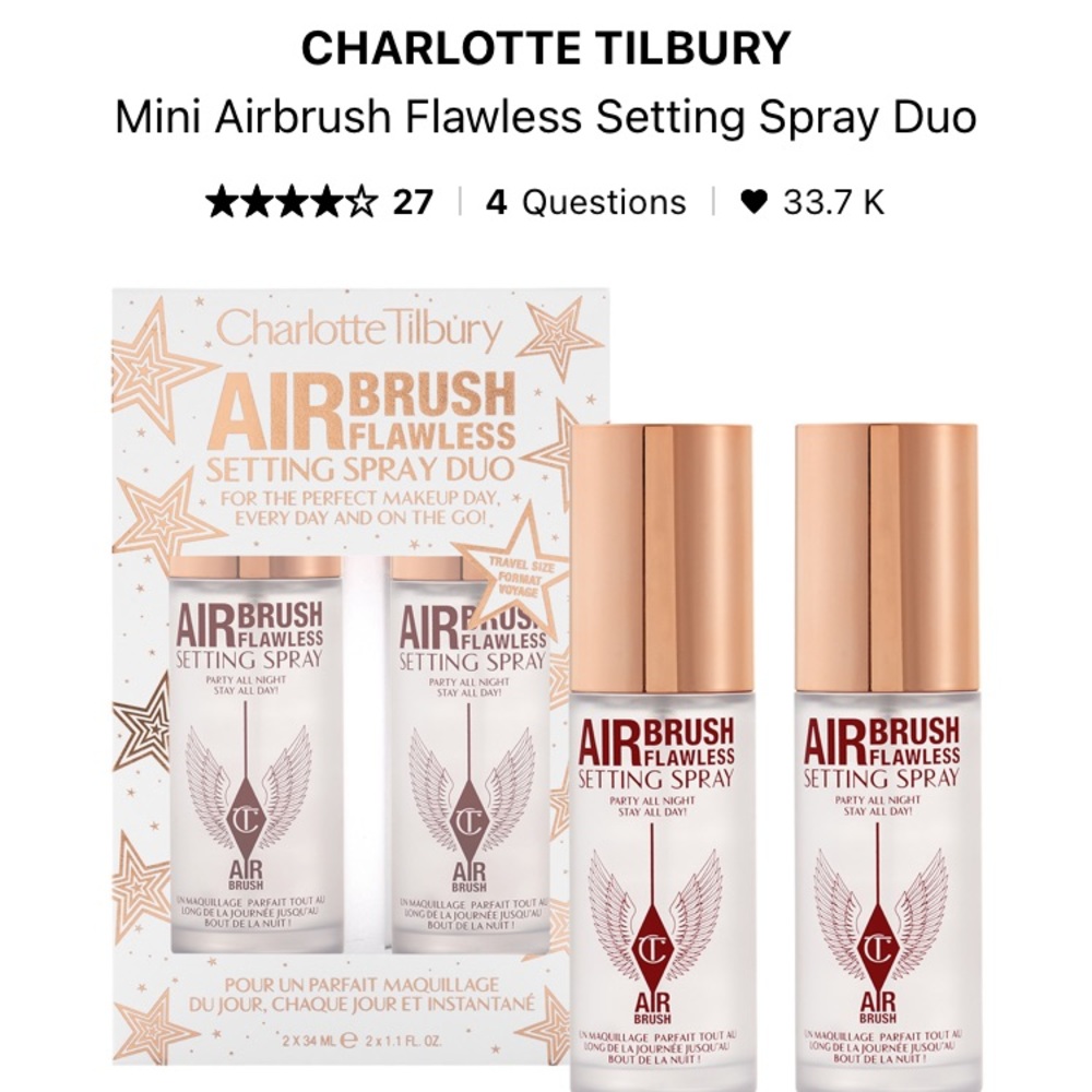 SOLD Charlotte Tilbury setting spray